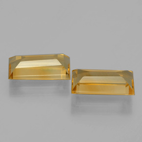 天然黄金色黄水晶，长方形切工，11.6×6.1毫米，VVS