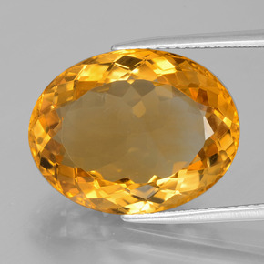 12.91克拉天然金色黄水晶，椭圆形切割，18.3×14.2毫米，VVS