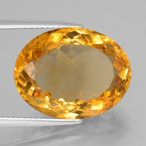 12.91克拉天然金色黄水晶，椭圆形切割，18.3×14.2毫米，VVS
