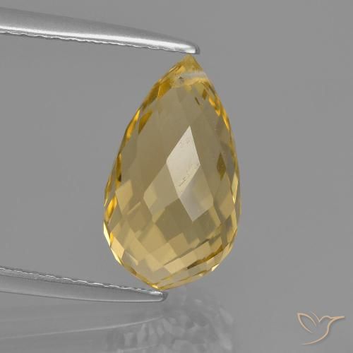 3.74ct 天然 浅金色 黄水晶, 泪滴形, VVS-VS
