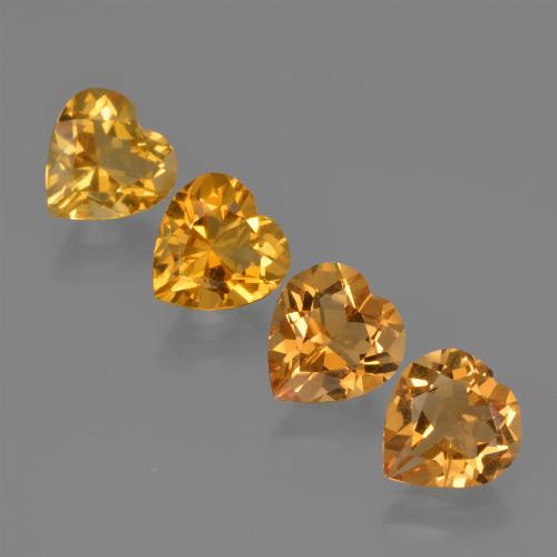 3.62天然金色黄水晶，心形，7×6.8毫米，VS