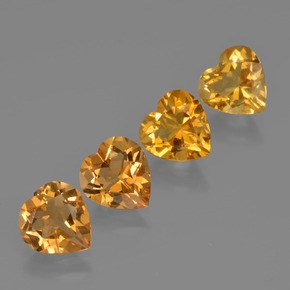 3.62天然金色黄水晶，心形，7×6.8毫米，VS