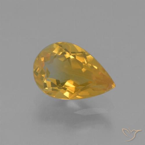 1.17ct 天然 深金橙色 黄水晶, 梨形, VS