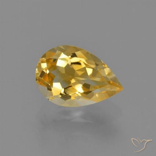 1.24ct 天然 金色 黄水晶, 梨形, VVS-VS