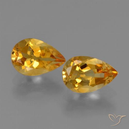 2.11ctw 天然 深橙金 黄水晶, 梨形, VVS-VS