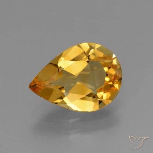 2.10ct 天然 深金橙色 黄水晶, 梨形, VVS-VS