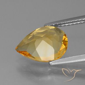 2.10克拉天然黄水晶，梨形，VVS-VS