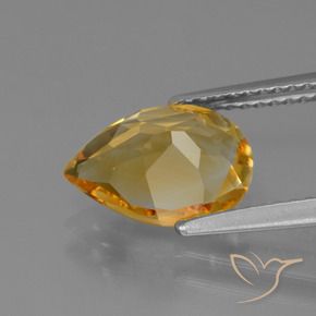 2.10克拉天然黄水晶，梨形，VVS-VS