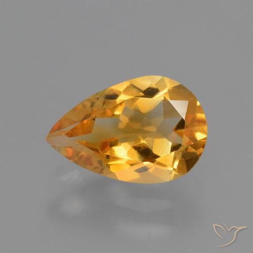 1.24克拉天然金色黄水晶，梨形，9.2×6.2毫米，VVS-VS