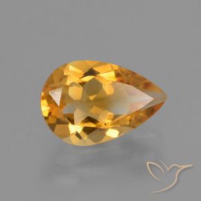 1.24克拉天然金色黄水晶，梨形，9.2×6.2毫米，VVS-VS