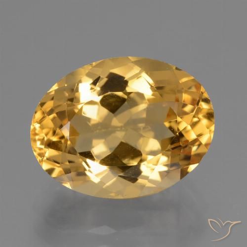 4.83克拉天然金色黄水晶，椭圆形切割，12.8×9.7毫米，VVS