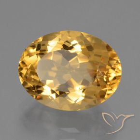4.83克拉天然金色黄水晶，椭圆形切割，12.8×9.7毫米，VVS