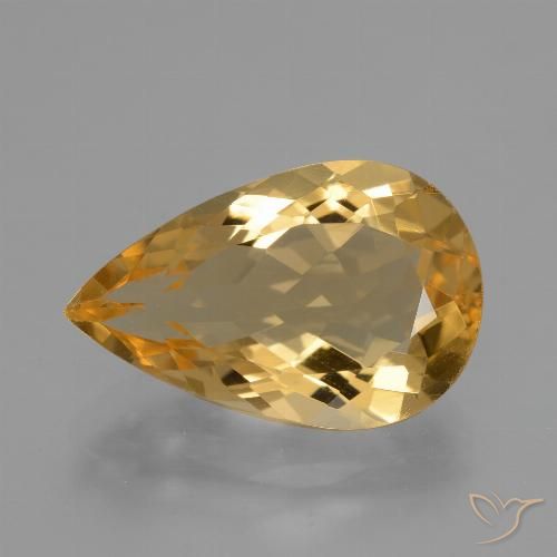 5.63ct 天然 金色 黄水晶, 梨形, VVS