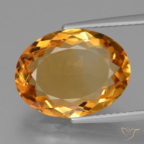 5.76ct 天然 深橙金 黄水晶, 椭圆形, VVS