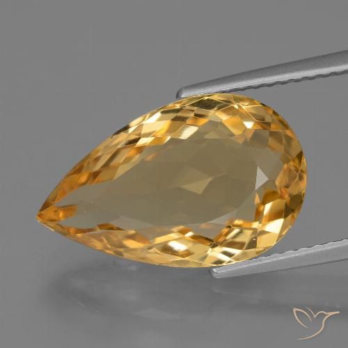 6.71ct 天然 深橙金 黄水晶, 梨形, VVS