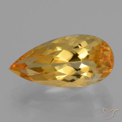 5.54ct 天然 深金色 黄水晶, 梨形, VVS