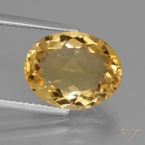 5.49ct 天然 中深金色 黄水晶, 椭圆形, VVS