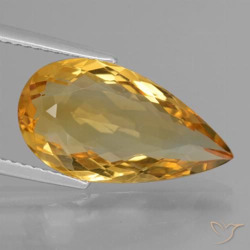 5.78ct 天然 深金橙色 黄水晶, 梨形, VVS