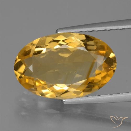 4.00ct 天然 深金橙色 黄水晶, 椭圆形, VS