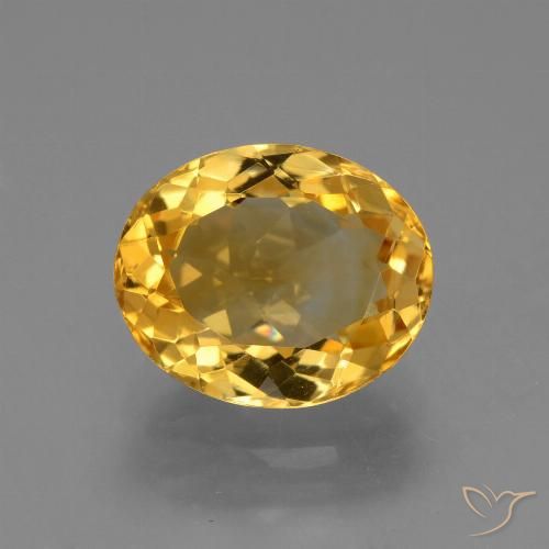 3.97ct 天然 中深金色 黄水晶, 椭圆形, VVS