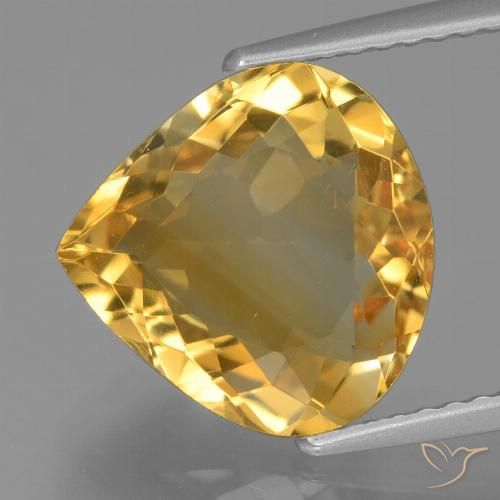 4.08ct 天然 金橙色 黄水晶, 梨形, VVS