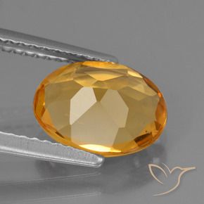 1.75克拉天然金色黄水晶，椭圆形切割，9.7×7.6毫米，VVS