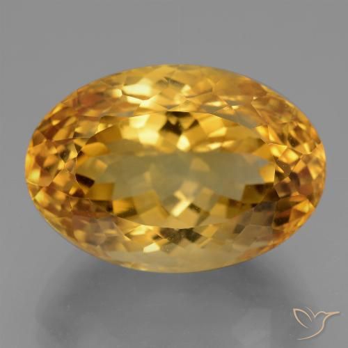 19.01克拉天然金色黄水晶，椭圆形切割，19.4×13.5毫米，VVS