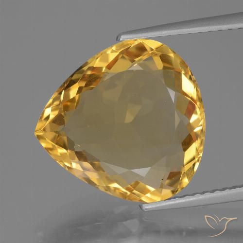 7.15ct 天然 中深金色 黄水晶, 梨形, VVS