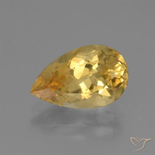 3.12ct 天然 中深金色 黄水晶, 梨形, VVS