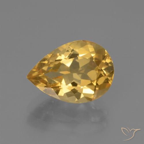 3.22ct 天然 中深金色 黄水晶, 梨形, VVS