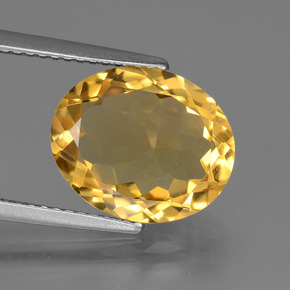 3.77克拉天然金色黄水晶，椭圆形切割，12.6×10.4毫米，VVS