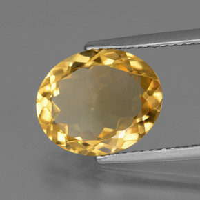 3.77克拉天然金色黄水晶，椭圆形切割，12.6×10.4毫米，VVS