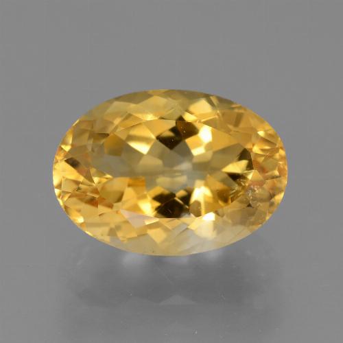 3.74克拉天然金色黄水晶，椭圆形切割，11.9×8.5毫米，VVS
