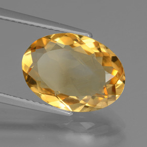 4.40克拉天然金色黄水晶，椭圆形切割，13.9×9.9毫米，VVS