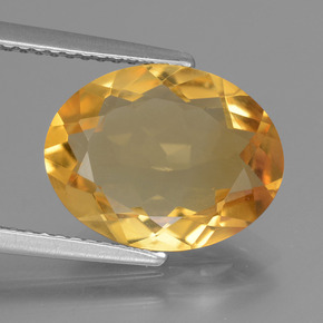 3.98克拉天然金色黄水晶，椭圆形切割，13.2×10.2毫米，VVS