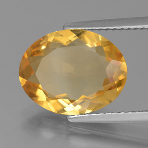 3.98克拉天然金色黄水晶，椭圆形切割，13.2×10.2毫米，VVS