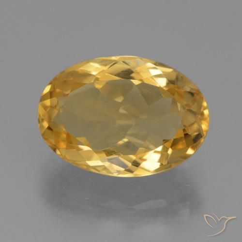 4.09ct 天然 中深金色 黄水晶, 椭圆形, VVS