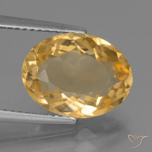 4.39克拉天然黄水晶，椭圆形，VVS-VS