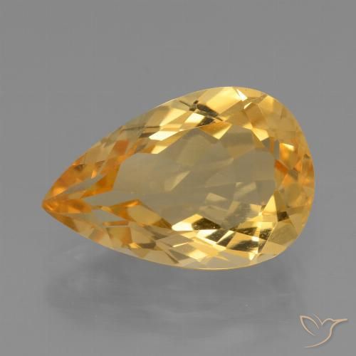 3.92ct 天然 金色 黄水晶, 梨形, VVS-VS