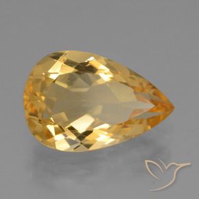 3.92克拉天然黄水晶，梨形，VVS-VS