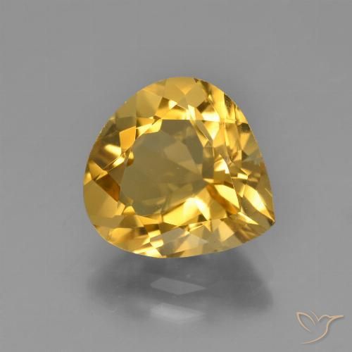 3.34ct 天然 深金 黄水晶, 梨形, VS