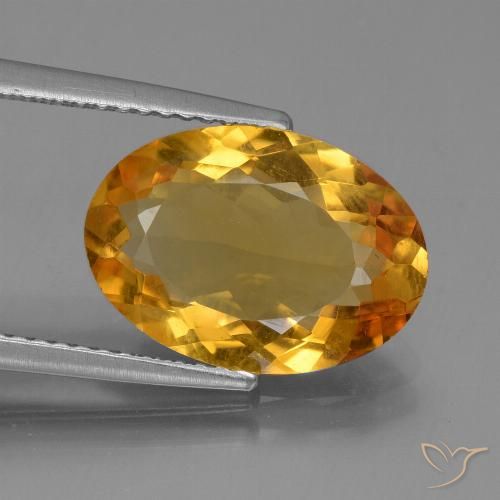 4.07ct 天然 深橙色-金色 黄水晶, 椭圆形, VVS-VS