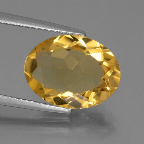 4.22克拉天然金色黄水晶，椭圆形切割，13.2×10毫米，VVS