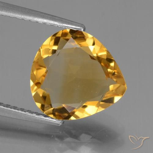 2.95ct 天然 中深金色 黄水晶, 梨形, VVS