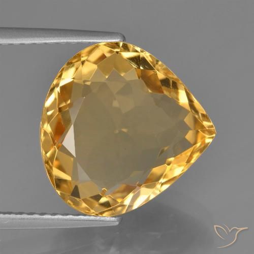 6.37ct 天然 深金橙色 黄水晶, 梨形, VVS