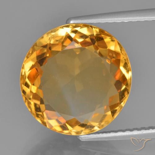 6.68ct 天然 深橙金 黄水晶, 圆形的, VVS