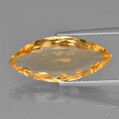 5.22ct 天然 深橙色-金色 黄水晶, 榄尖形, VVS