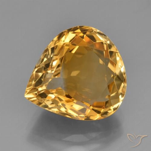 4.78ct 天然 中深金色 黄水晶, 梨形, VVS-VS