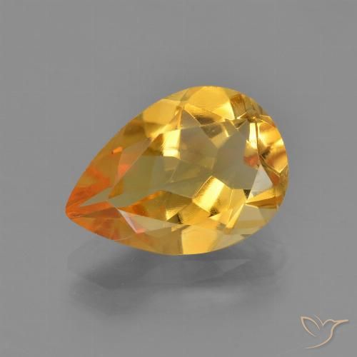 3.06ct 天然 中浅橙金 黄水晶, 梨形, VVS-VS