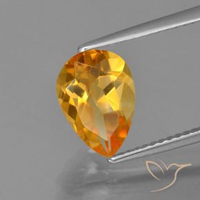 2.00克拉天然黄水晶，梨形，VVS-VS